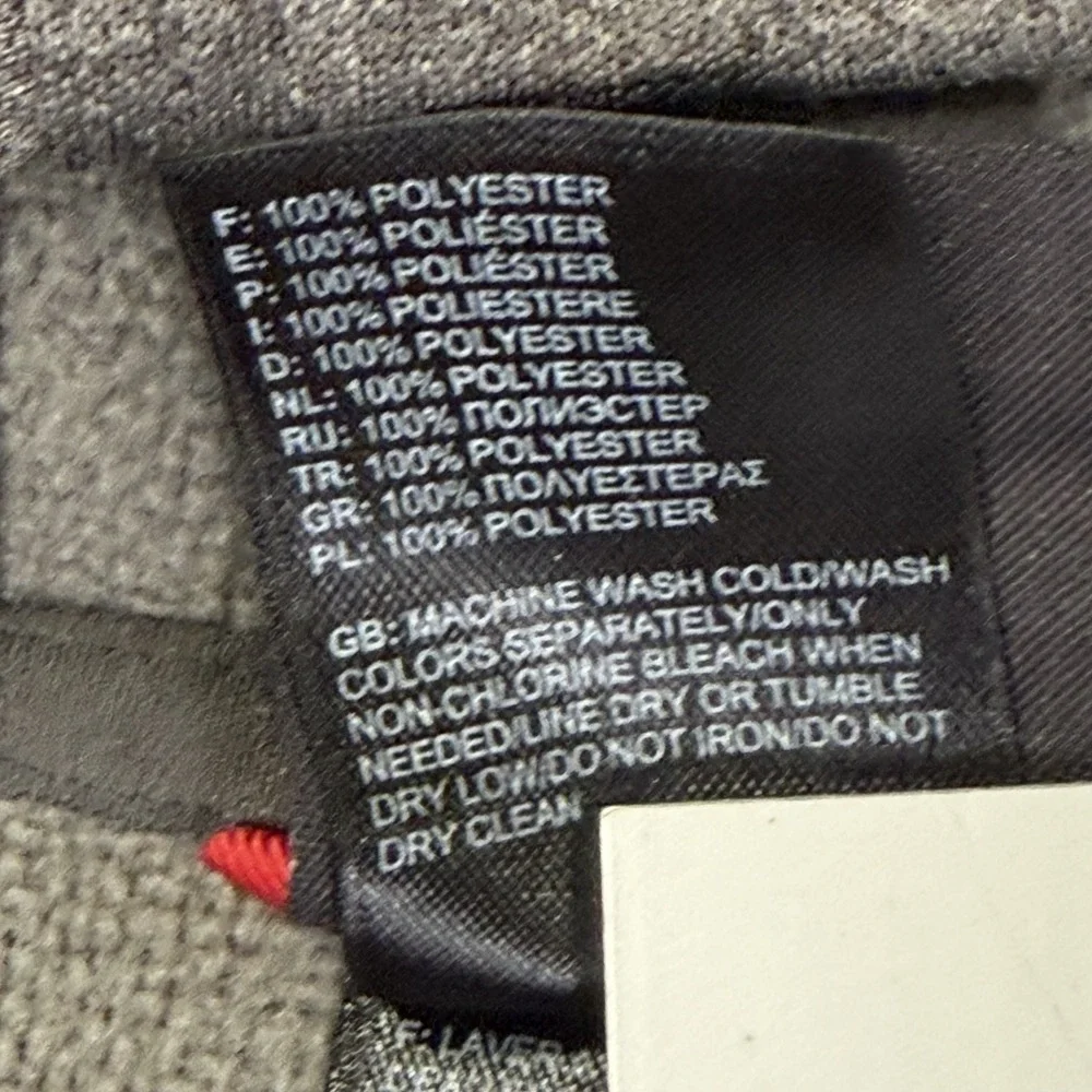 The North Face Jacket Mens XL Grey Blue Fleece Hooded Full Zip Drawstring Logo